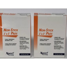 Xpect Pack Of 2, Xpect First Aid Non-Stick 2"x3" Pads Wound Care 20-Count New