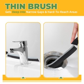 KMOSENIA Cleaning Brush - 3 Pcs Hard Bristle Crevice Cleaning Brush, Grout Brush, Scrub Brush for Tile Grout Crevice, Gap Cleaning Tools for Bathroom Kitchen Toilet Window Track (3, Black)