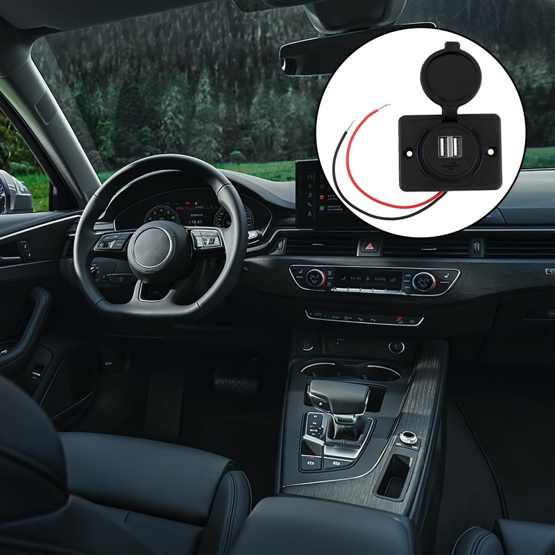 3.1 A Car Dual USB Plug Dual Port Waterproof 12V-24V