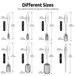 U-Taste 18/8 Stainless Steel Rectangular Measuring Spoons: Narrow Square Measure Teaspoon Tablespoon with Leveler, Heavy Duty Kitchen Metal Jar Scoop for Baking Cooking Ingredients (Set of 8)
