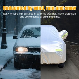 NLQR Full Car Covers Waterproof Protection All Weather Protection Silver Fit Full Padded Car Cover with Straps Fit All Sedan 196"