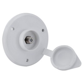 RecPro RV Cable TV Plate | 476-B-3 | 476-W-3 | Coaxial Cable Connector | Round Receptacle | Black or White Option | 1 or 2 Pack Option | Optional Seal (White, No Seal)