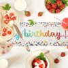 Hejo Happy Birthday Table Runner, Linen Birthday Party Table Decorations