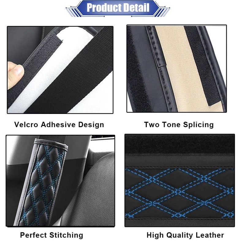 JDDRY 2PC Seat Belt Neck Protector,Car Seat Belt Covers Pads,Leather