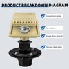 morefine Gold Shower Drain 6 inch with Flange, Square Shower