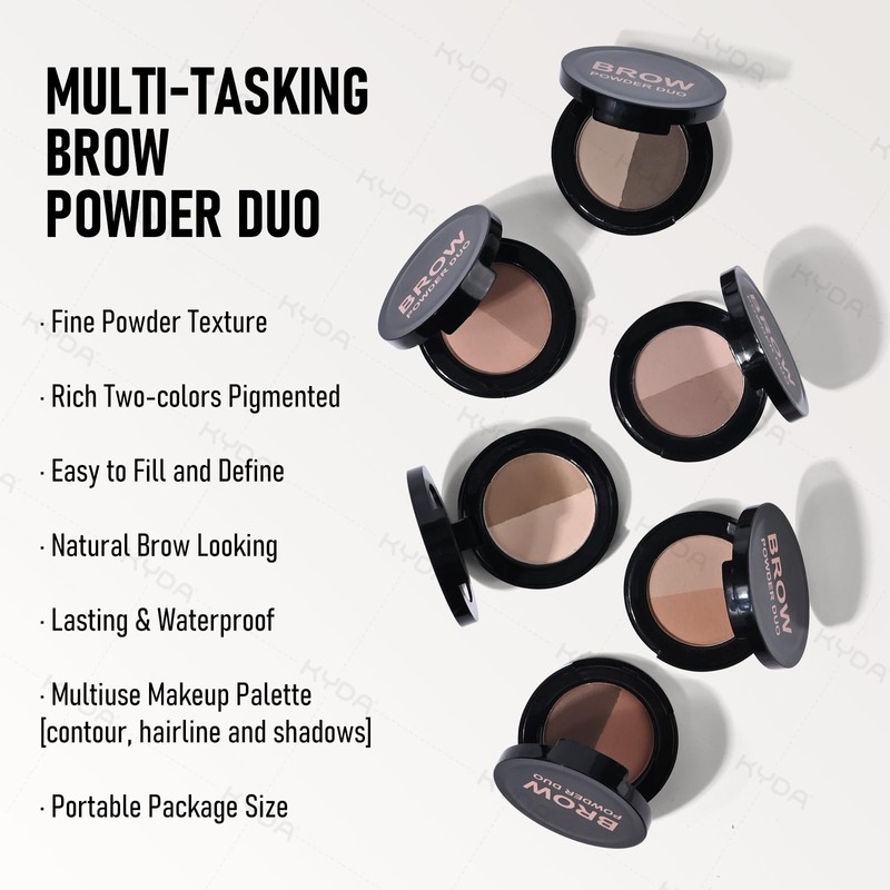 KYDA 2 Colors Eyebrow Powder Duo, Eyebrow Palette Makeup for