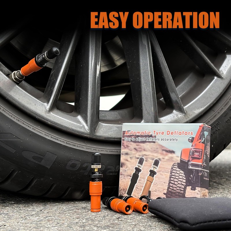 4 Pcs Tire Deflators, 10-30 PSI Adjustable Deflation for Offroad