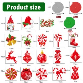 36PCS Christmas Ceiling Decorations,Wentsent Christmas Hanging Swirl Decorations Kit with Red Christmas Candy, Santa Hat, Gifts, Elk, Socks, Bells, Gnome,Swirl hanging for Xmas Party Supplies
