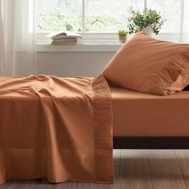 Bedsure Twin XL Sheet Sets Dorm Bedding - 3 Pieces Soft Extra Long Twin Sheets, Hotel Luxury, Easy Care Microfiber for Women, Men, Kids and Teens, Terracotta