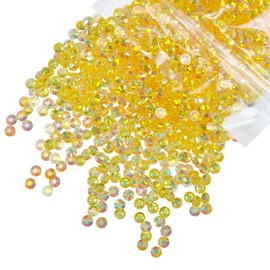 qiipii 2800PCS 4mm Transparent Golden Yellow Resin Rhinestones for Crafting Clear Gold Flatback Stones Bulk SS16 Bright Golden Diamonds Crystals Gems Charms for Nails Face Eyes Makeup Tumblers Crafts