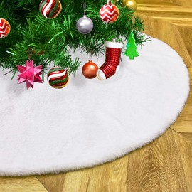 Rinling Christmas Tree Skirts, Round Christmas Tree Skirt, Christmas Tree Stand Covers, White Christmas Tree Stand Carpet, Holiday Tree Ornaments for Christmas (Plush 120 cm)