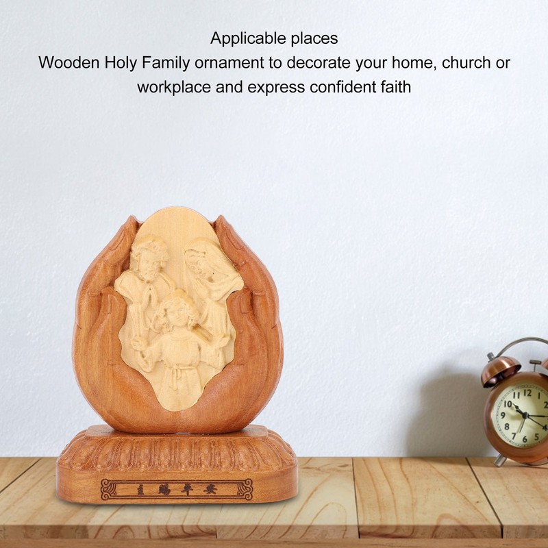 Wooden Holy Family Figurine Statue Exquisite Delicate Durable Stable Beech