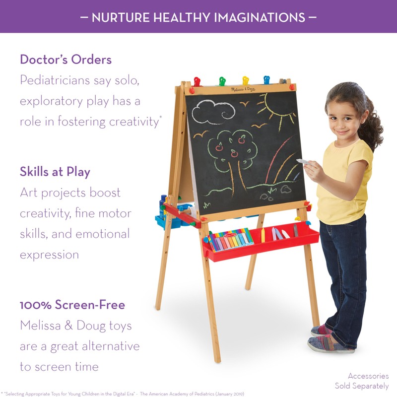 Melissa & Doug Deluxe Standing Art Easel - Dry-Erase Board,