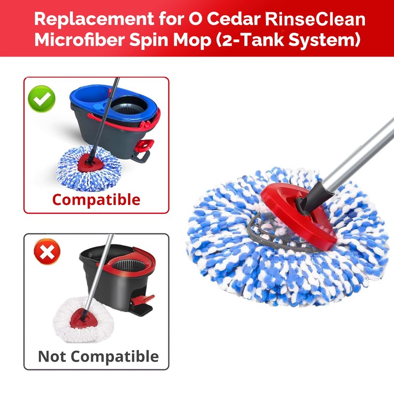 Spin Mop Head, Base, Handle Replacement for O-Ceda RinseClean 2