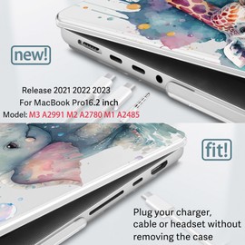 Lepeoac for MacBook Pro 16 inch Case 2021 2022 2023 2024 Release A3186 A3403 M4 A2991 M3 A2780 M2 A2485 M1 Pro/Max, Hard Shell Case with Screen Protector & Keyboard Cover, Elephant & Giraffe