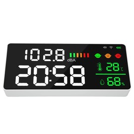 Eujgoov Medidor de Nivel de Sonido ABS Pantalla LED Medidor de Decibelios WIFI Temperatura Humedad Nivel de Sonido Detector Monitor 30-130dB