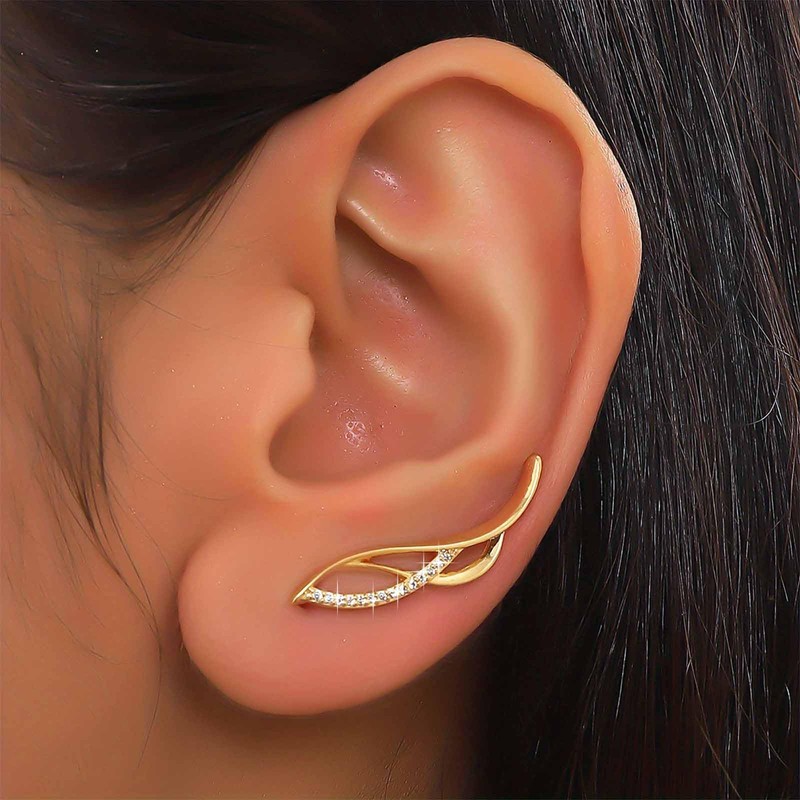 Allereyae Boho Wing Ear Climber Earrings Hollow Angel Wing Stud