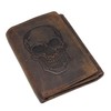 MARSHAL Men’s Genuine Leather Skull Wallet – Trifold RFID Blocking
