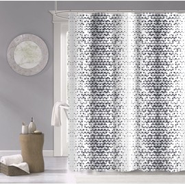 Cotton Soft Textured Shower Curtain - Printed Design Cotton in Optical Navy 70" x 72" - Water Resistant Cotton, Washable Shower Curtain - Perfect Cloth Shower Curtain for Stylish Bathrooms