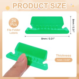 PATIKIL 3 Inch File Folder Tabs, 24pcs Hanging File Tabs Plastic Labels Clear Transparent with Inserts for Hanging File Binders Quick Identification Organizer, Green Slot