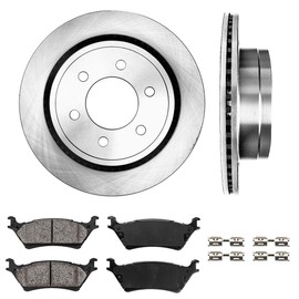 Callahan CRK03033 REAR 348mm Premium 6 Lug [2] Brake Rotors + Ceramic Brake Pads + Clips [fit 2012-2018 Ford F150 6 Lug]