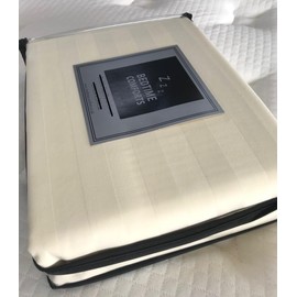 Bedtime Comforts Ltd CARAVAN/MOTOR HOME ISLAND BED DUVET COVER + 2 PILLOWCASES + DUVET (U Shape) Double 100% Cotton SATIN STRIPE CREAM