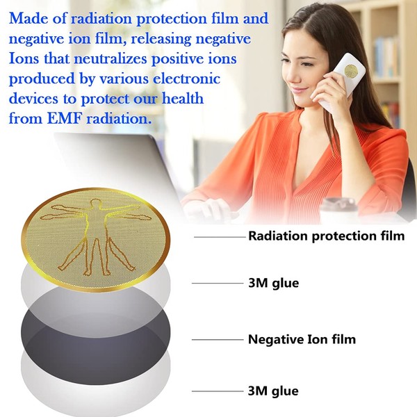 OTTYMO 10Pcs Anti-Radiation Protection Shield Protection Cell Phone Stickers Radiation Blocker Emf Protection Blocker for Mobile Phones Computers Laptops Cell Phones Tablets Electronic Devices, Gold
