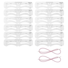 12 Pcs Reusable Eyebrow Stencils for Beginners, Eyebrow Stamp Brow Charm Stencil Kit Clear Eyebrow Stencil Kit Distance 1.0 cm Easy to Use for Perfect Brows