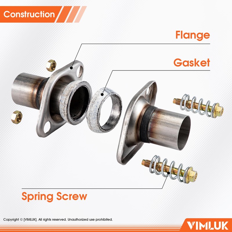 VIMLUK 2.0"x6" Exhaust Flex Spring Flanges 409 Stainless Steel, Spring