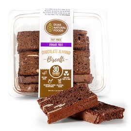 DIJAS Natural Foods, Crunchy Sugar-Free Biscotti Cookie, All Natural, Fat Free, Preservative Free Ingredients, Delicious Low Calorie Snack (5 Ounces, Chocolate Almond)