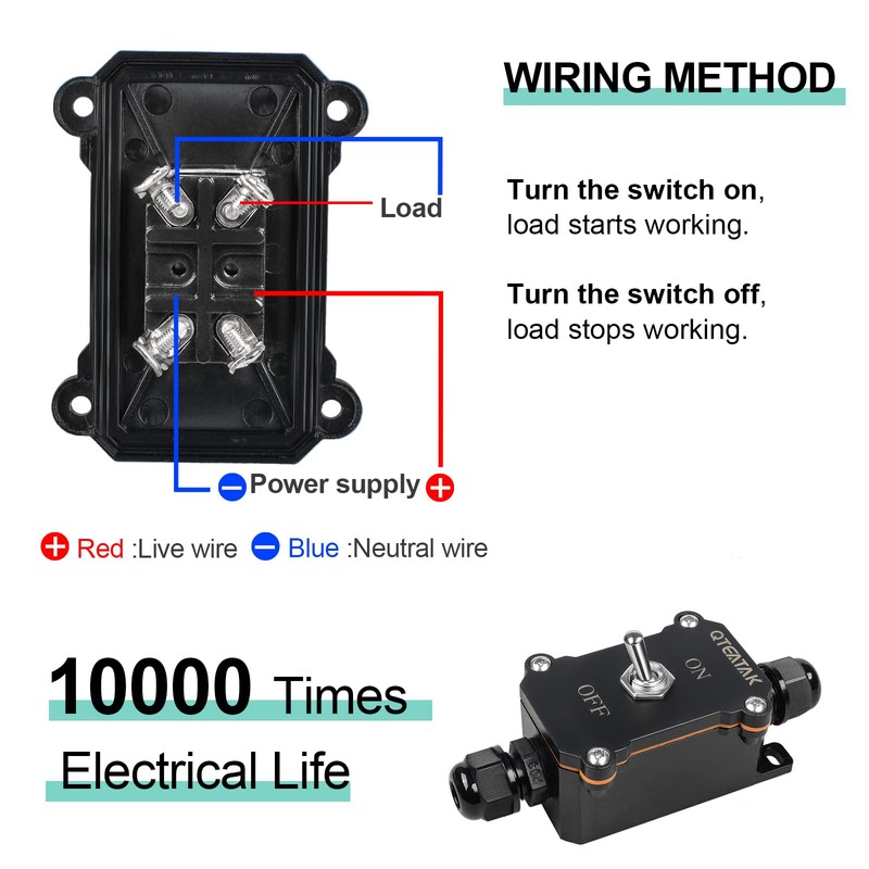 QTEATAK Inline Cord Switch 15A 250VAC/20A 125VAC, 2 Position ON-Off