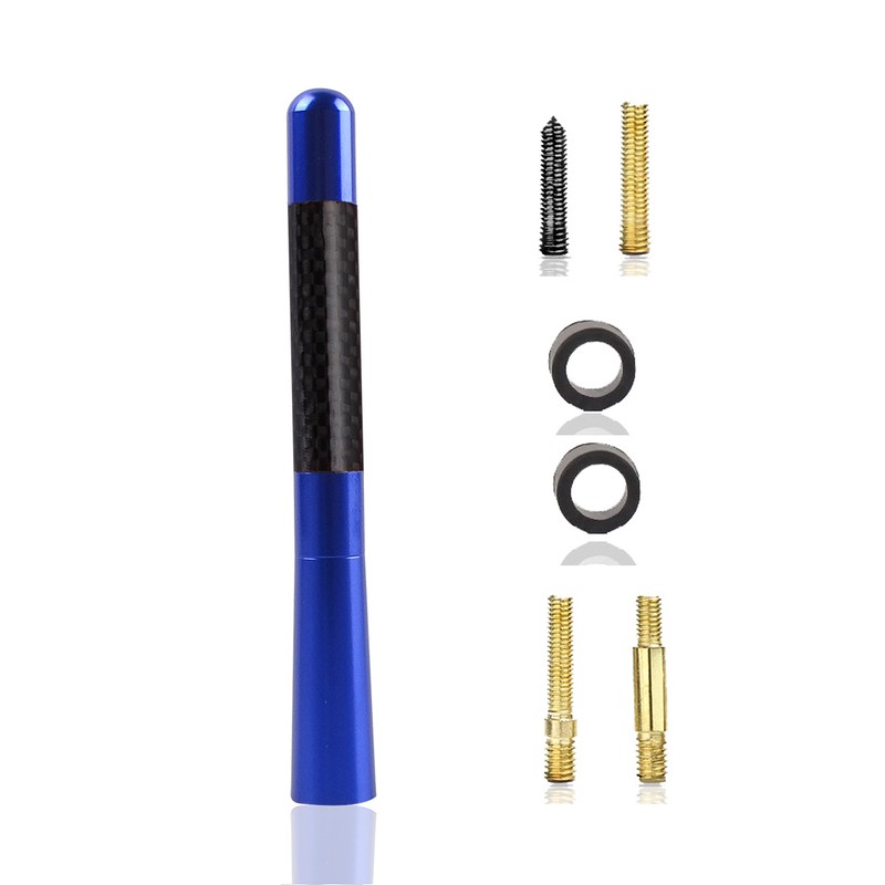 4.7" Short Motorcycle Antenna 2-Pack, Carbon-Fiber Style Stubby Radio Antenna,