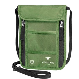 VOYTAG Ultra-Slim Comfort Neck Wallet & Passport Holder - RFID-Protected, Stylish Travel Pouch for Men & Women (Green), Green