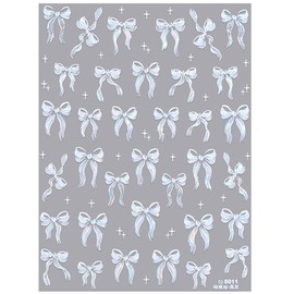 White Bow Nail Stickers Relief Ribbon Bow Nail Stickers Soft Glue Jelly Sheets Nail Stickers Laser Star Bow Knot Nail Stickers Shell Light Bows Nail Stickers Nail Design