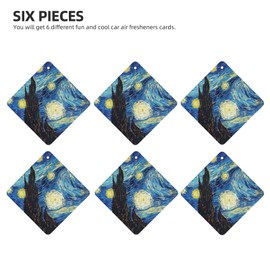 Zelamiee 6 Pcs Van Gogh Starry Sky Car Hanging Air Fresheners Car Diffuser for Men Women Eliminating odors for Car Bedroom Wardrobe Shoe Cabinet, Car Interior Decoration