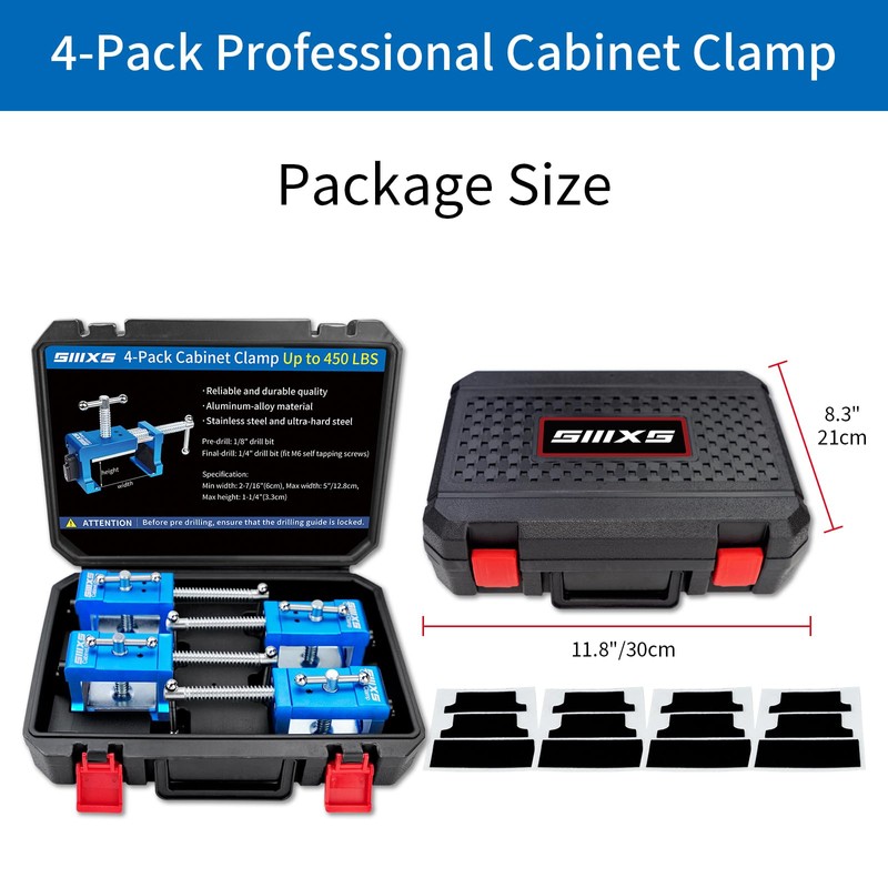 SIIIXS 4-Pack Blue Cabinet Clamps,Face Frame Clamps for Installing Cabinets