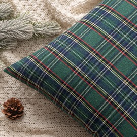 MIULEE Christmas Set of 2 Scottish Tartan Plaid Euro Sham Throw Pillow Covers Farmhouse Classic Decorative Outdoor Square Cases for Home Decor Sofa Couch 24x24, Red