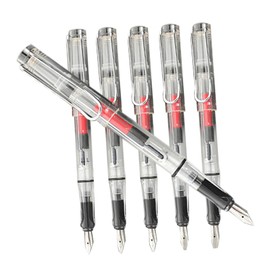DOITOOL 6Pcs Clear Calligraphy Fountain Pen with Duckbilled Nibs for Students and Art Enthusiasts Comfortable Grip Durable Design for School and Home Use