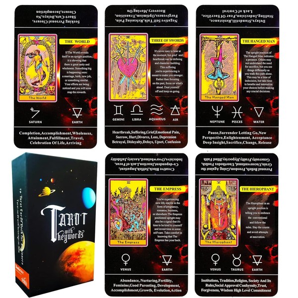 NHQ Tarot Cards, Tarot Cards for Beginners, Tarot with Keywords,