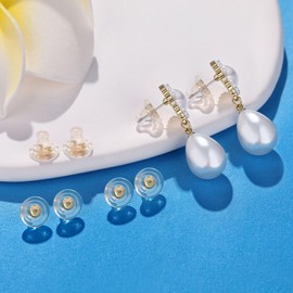 Kerryjewl Earring Backs 18K Gold Locking Secure Earring Backs for Studs, Hypoallergenice Silicone Earring Backs Replacements for Studs/Droopy Ears, No-Irritate Earring Backs for Women Men