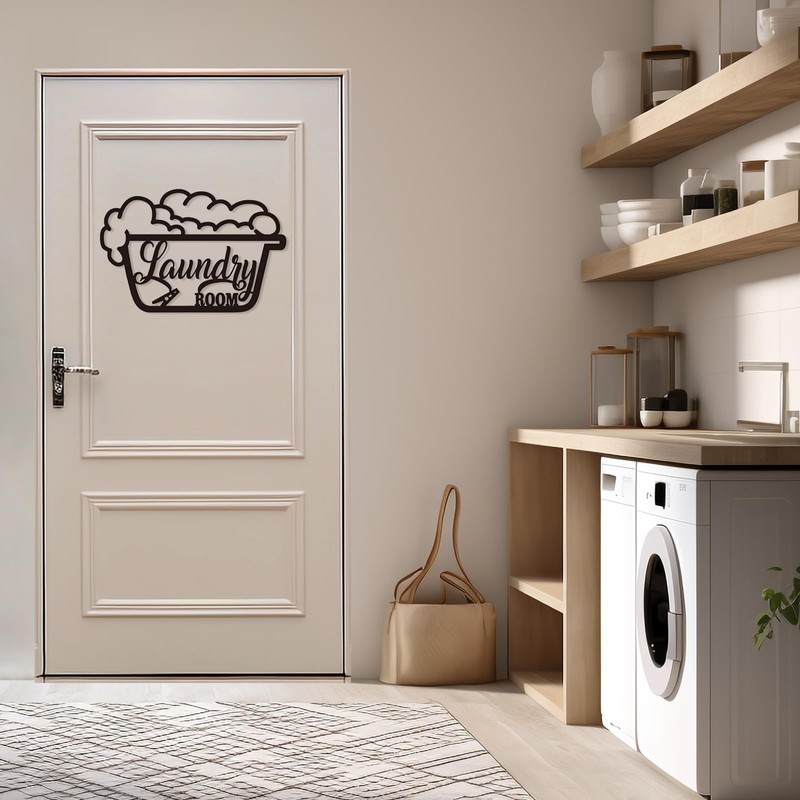 Bnesi Laundry Wall Decor Sign, Farmhouse Decoration Metal Wall Art