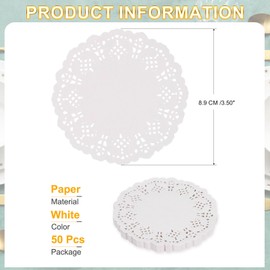 sourcing map 50pcs Paper Doilies, 3.5 Inch Lace Paper Doilies, Disposable Paper Placemats for Cakes Table Plate Crafts Party Weddings Tableware White