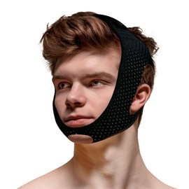Chin Strap for CPAP Users,Chin Strap for Snoring,Adjustable & Breathable Anti Snoring Chin Strap for Sleeping, Jaw Strap for Sleeping Close Mouth, Anti Snoring Devices, (Black/M)