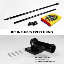 UD_G128 Combo Pack: 6 Ft Tangle Free Aluminum Spinning Flagpole (Black) & Venezuela 7 Stars Venezuelan Flag 3x5 Ft, ToughWeave S