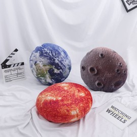 Qupace 11 Piece Planet Space Pillows Case for Lovers Room Home Planetarium Round Pillow Covers Space Decor Outer Space Room Decor Cushion Cover Moon Throw Pillowcovers for Kids