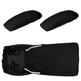 Tatuo 3 Pcs Computer Office Chair Cover Universal Rotating Chair Slipcovers Protector Removable Washable Office Chair Armrest Covers with Zipper for High Back Chair Seat Backrest (Black, Large)