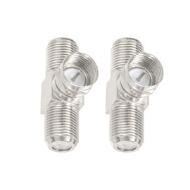 Yuslao F Type Splitter 3 Way Connector F-Type Male to Dual Female Coaxial Cable Splitter F Type T Connector for TV Video TV Antenna Cable Satellite Tuner VCR Antenna Cable 2pcs