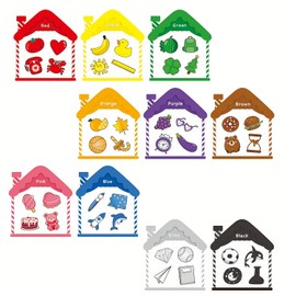 Magnetic House Color Sorting Set 10 pcs Matching Magnets Learning Colors Shape Activity Fridge Magnets for Educational Refrigerator Whiteboard