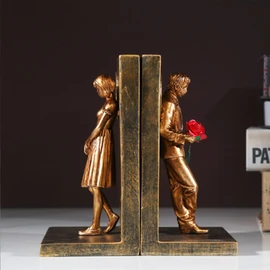 SQAQS Heavy Duty Banksy Couple Bookends Creative Bookends, Bookends, Decorations, Living Room Decorations, Handicrafts (Gold) for Study Room, Living Room Decorations Decorations Crafts Gifts, Non-Slip