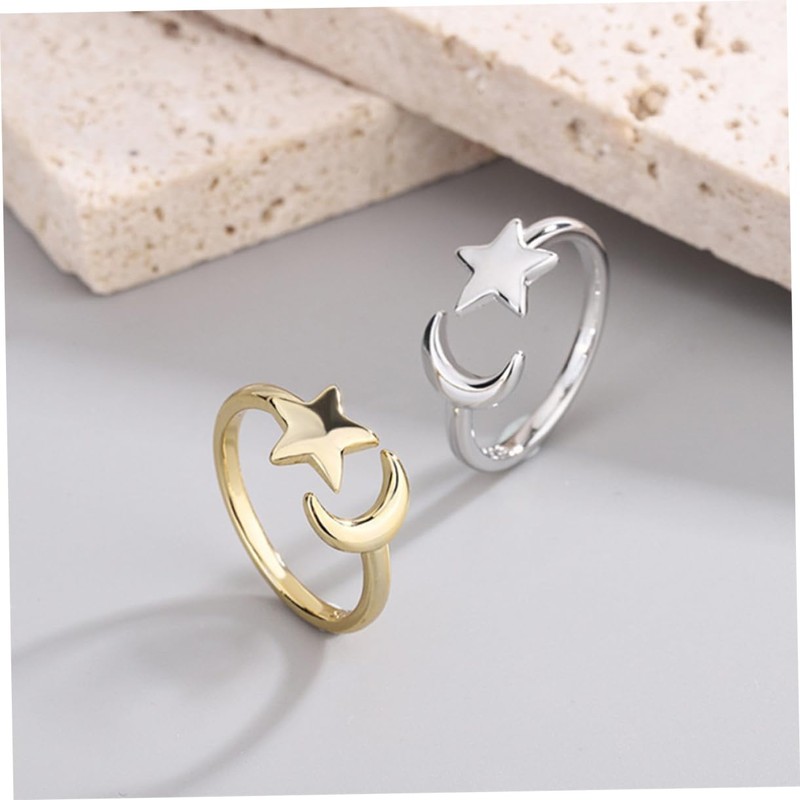 FOMIYES Open Ring Aesthetic Star Moon Ring for Women Statement